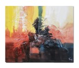 Cumpara ieftin Tablou abstract pictat manual, Fantezie in abstract 15, 60x50cm ulei pe panza in relief efect 3D, gata de agatat pe perete
