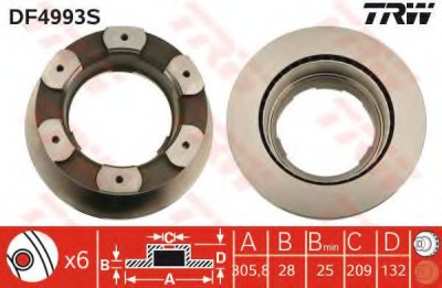 Disc frana IVECO DAILY V caroserie inchisa/combi (2011 - 2014) TRW DF4993S foto