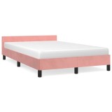 Cumpara ieftin Cadru de pat cu tablie fara saltea, roz, 120x200 cm, catifea