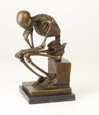 Schelet ganditor- statueta din bronz p un soclu din marmura XT-126 foto