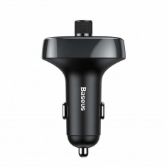 Modulator FM Baseus, T-Typed Bluetooth, Car Charger 2 x USB, Negru/Argintiu foto