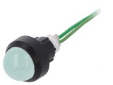 Lampă LED verde 230VAC &Oslash;13mm cablu 300mm