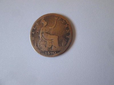 UK 1/2 Penny 1890 regina Victoria foto