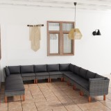 Gossi set mobilier de gradina cu perne, 12 piese, gri, poliratan