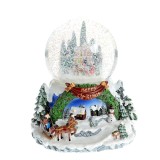 Decoratiune glob Mos Craciun cu ren 20 cm