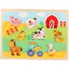 Puzzle Montessori din Lemn pentru Copii, Cyrax, 3D, 0-3 Ani, Model Ferma, Educativ, Intuitiv, Creativ, 9 Piese, 30x22.5x0.8 cm, Multicolor
