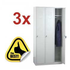 3x VESTIAR METALIC CU 3 USI, 889x450x1800 mm (LxlxH), ECO+