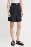 Weekend Max Mara pantaloni scurți din l&acirc;nă femei, culoarea albastru marin, neted, high waist, 2515141011600