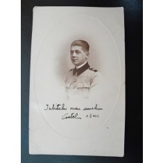 Fotografie tip carte postala, portret de militar, 1922
