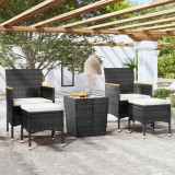 Set mobilier bistro grădină 5 piese negru poliratan și sticlă