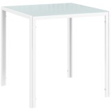 HOMCOM Masă de dining din sticlă Masă pătrată de bucătărie pentru 4 persoane cu picioare metalice pentru living 75x75x75 cm alb | Aosom Romania