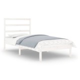 Cumpara ieftin Cadru de pat mic single, alb, 75x190 cm, lemn masiv