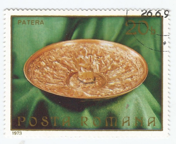 *Romania, LP 830/1973, Tezaurul de la Pietroasa, 20 bani, eroare, oblit.