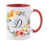 Cana maner rosu personalizata cu initiala D, INOVATIX&reg;. 330ml, Oem