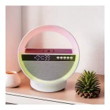 Ceas digital de birou XM-G5, cu &icirc;ncărcare wireless 15W, iluminare RGB și player audio Bluetooth
