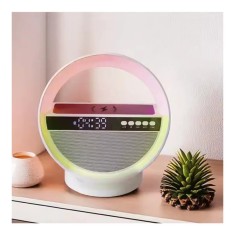 Ceas digital de birou XM-G5, cu &icirc;ncărcare wireless 15W, iluminare RGB și player audio Bluetooth