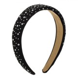 Bentită Păr, Textilă, Neagră, Strass-uri Albe