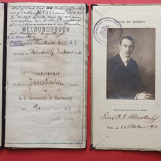 Cernauti Czernowitz Carnet de student Bukowina Bucovina 1912 - 1914