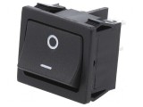 Rocker DPST ON-OFF 6A/250VAC negru fără PRE 50m&Omega;