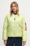 Alpha Industries geaca femei, culoarea verde, de iarna, oversize, 148004