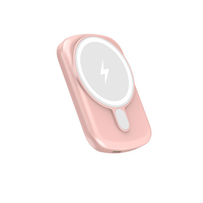 Baterie Externa Magnetica10.000 mAh 15w subtire, cu incarcare rapida fara Fir, pentru iPhone 12 Samsung , Pink foto