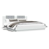 Cumpara ieftin Cadru de pat cu tablie 200x200 cm, alb, lemn prelucrat