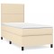 Pat box spring cu saltea, crem, 80x200 cm, textil