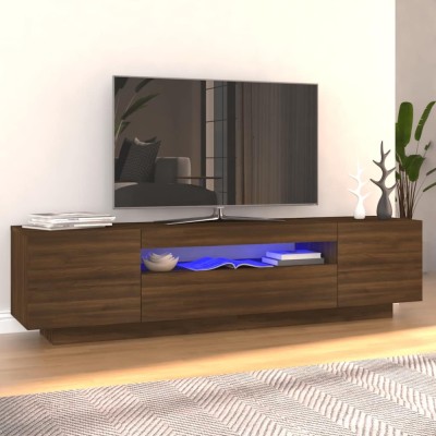 Comodă TV cu lumini LED, stejar maro, 160x35x40 cm foto