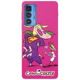 Husa compatibila cu Motorola Edge 20 Lite model Cow and Chicken Super Cow, Silicon, TPU, Viceversa, Transparent, Carcasa