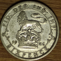 Anglia Marea Britanie -moneda colectie argint- 6 pence 1926 var raruta -George V