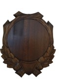Panoplie Trofeu Mistret Lemn Sculptat Maro Inchis 30x25 cm Vanatoare