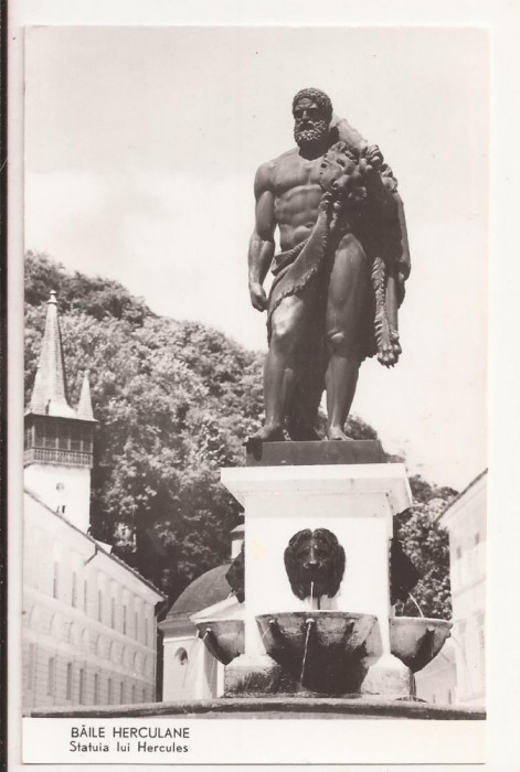 Carte Postala veche Romania-Baile Herculane-Statuia lui Hercules ,Circulata 1960