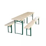 Cumpara ieftin Set berarie, masa dreptunghiulara, cu 2 banci, din metal cu lemn, 220 x 70 x 74 cm
