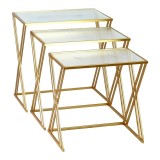 Cumpara ieftin Set 3 masute de cafea Pitche Pako World Auriu 80x37x123 cm