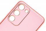 Husa eleganta din piele ecologica pentru Samsung Galaxy A22 5G cu accente aurii, Roz, Oem