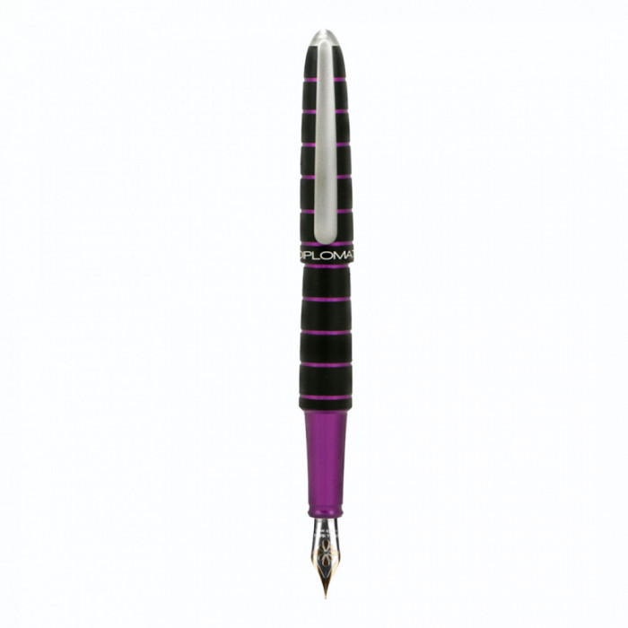 Stilou Diplomat Elox Ring, Cu Penita M, Aurita 14kt. - Black Purple