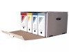 Container arhivare carton Forster, 250x500x320 mm, suprapozabil, deschidere frontala, manere, compatibil cutii ARH022, ARH021, ARH020