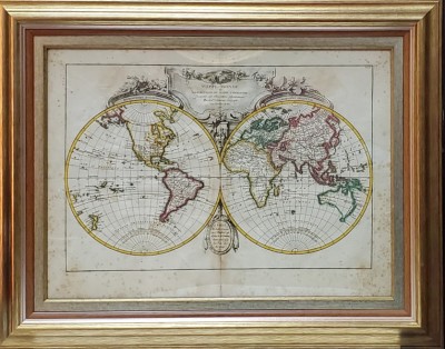 MAPPE-MONDE, DECRISPION DU GLOBE TERRESTRE par Rizzi Zannoni - Paris, 1770 foto