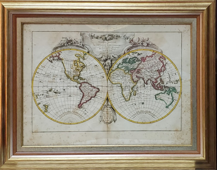 MAPPE-MONDE, DECRISPION DU GLOBE TERRESTRE par Rizzi Zannoni - Paris, 1770