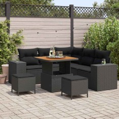 vidaXL Set de canapele pentru grădină 8 pcs Negru poliratan 3361999