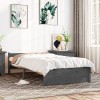 Gossi cadru de pat mic single, gri, 75x190 cm, lemn masiv