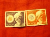 Serie Norvegia 1973 - 100 Ani Eradicarea Leprei , 2 valori, Nestampilat