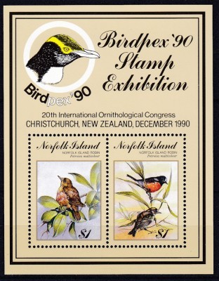 DB1 Fauna Pasari Norfolk 1990 MS MNH foto