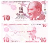 Turcia 10 Lira 2009 Seria F P-223f UNC Bancnota