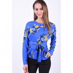 Bluza Florala Pieces Gail Tie Flowers Albastru foto