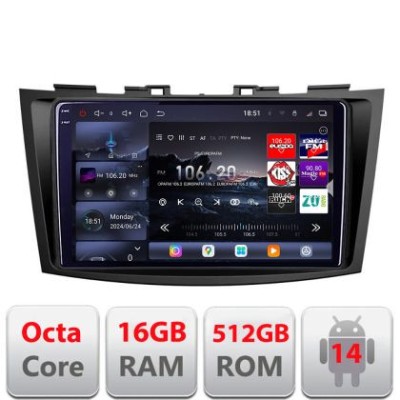 Navigatie Suzuki Swift 2010-2017 Edotec Kit-179 8 core QLED 2K 16+512 360 Android Waze USB Navigatie Internet Youtube Radio CarStore Technology foto