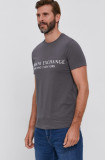 Armani Exchange Tricou din bumbac culoarea gri, cu imprimeu