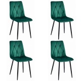 Cumpara ieftin Set 4 scaune bucatarie/living, Artool, Libra, catifea, metal, verde si negru, 44x40x88.5 cm