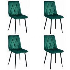Set 4 scaune bucatarie/living, Artool, Libra, catifea, metal, verde si negru, 44x40x88.5 cm
