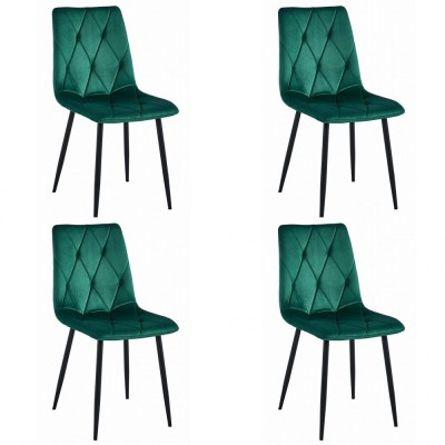 Set 4 scaune bucatarie/living, Artool, Libra, catifea, metal, verde si negru, 44x40x88.5 cm foto